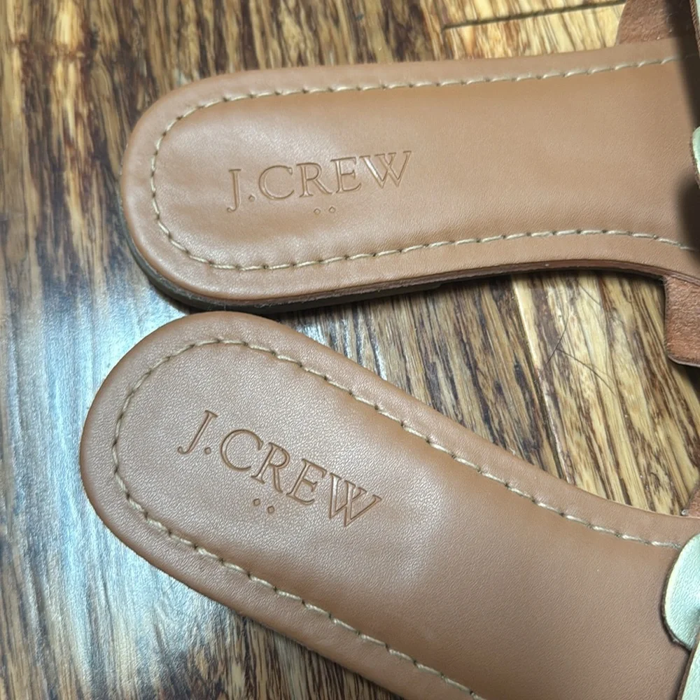 J. Crew gold leather beachside slide sandals size 6